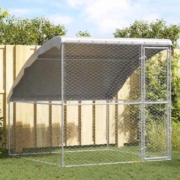 Cuccia per cani vidaXL in acciaio zincato Argento L/P/H: 2 x 2 x 2 m
