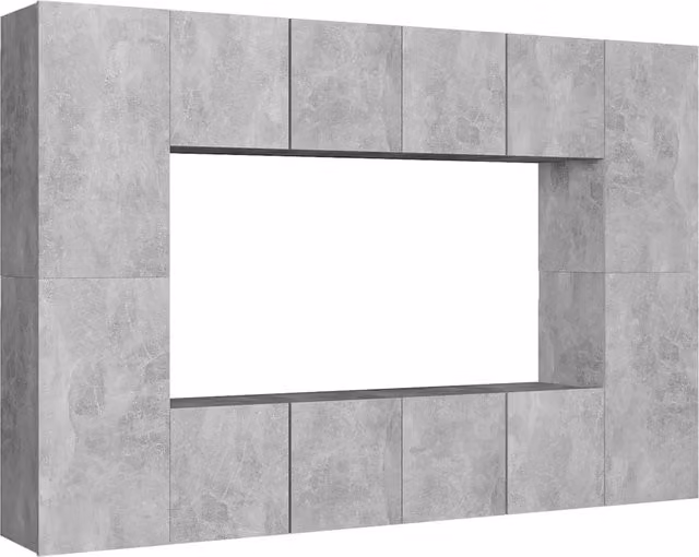 Set di Mobili Porta TV 8 pz | Armadietto TV | Mobile Porta TV Grigio Cemento in Legno Multistrato