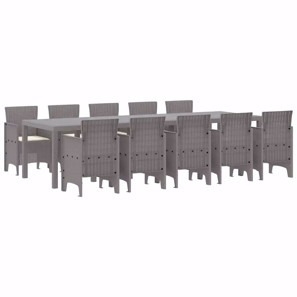 Set da pranzo per giardino e terrazza vidaXL in rattan 11 pz Grigio, Beige e Antracite – 2
