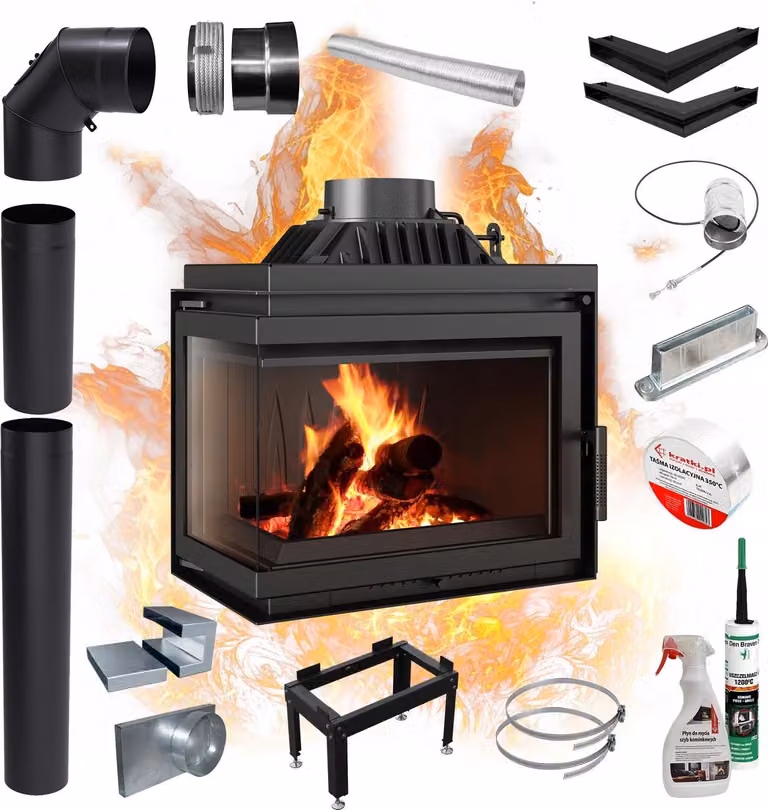 Inserto camino sinistro SIMPLE 8kW set di chiusura