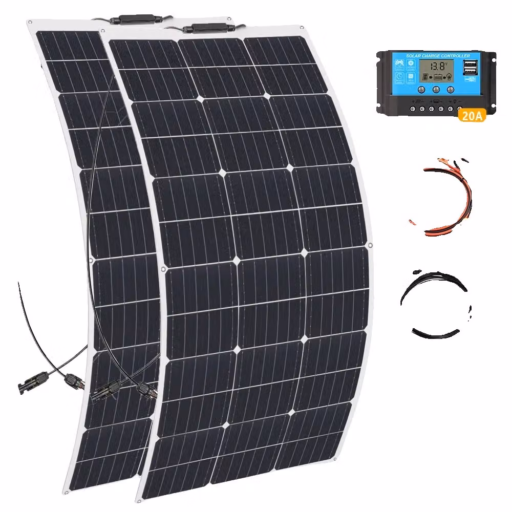 Kit di pannelli solari flessibili, 100W/200W, celle monocristalline ad alta efficienza, kit solare da 200W