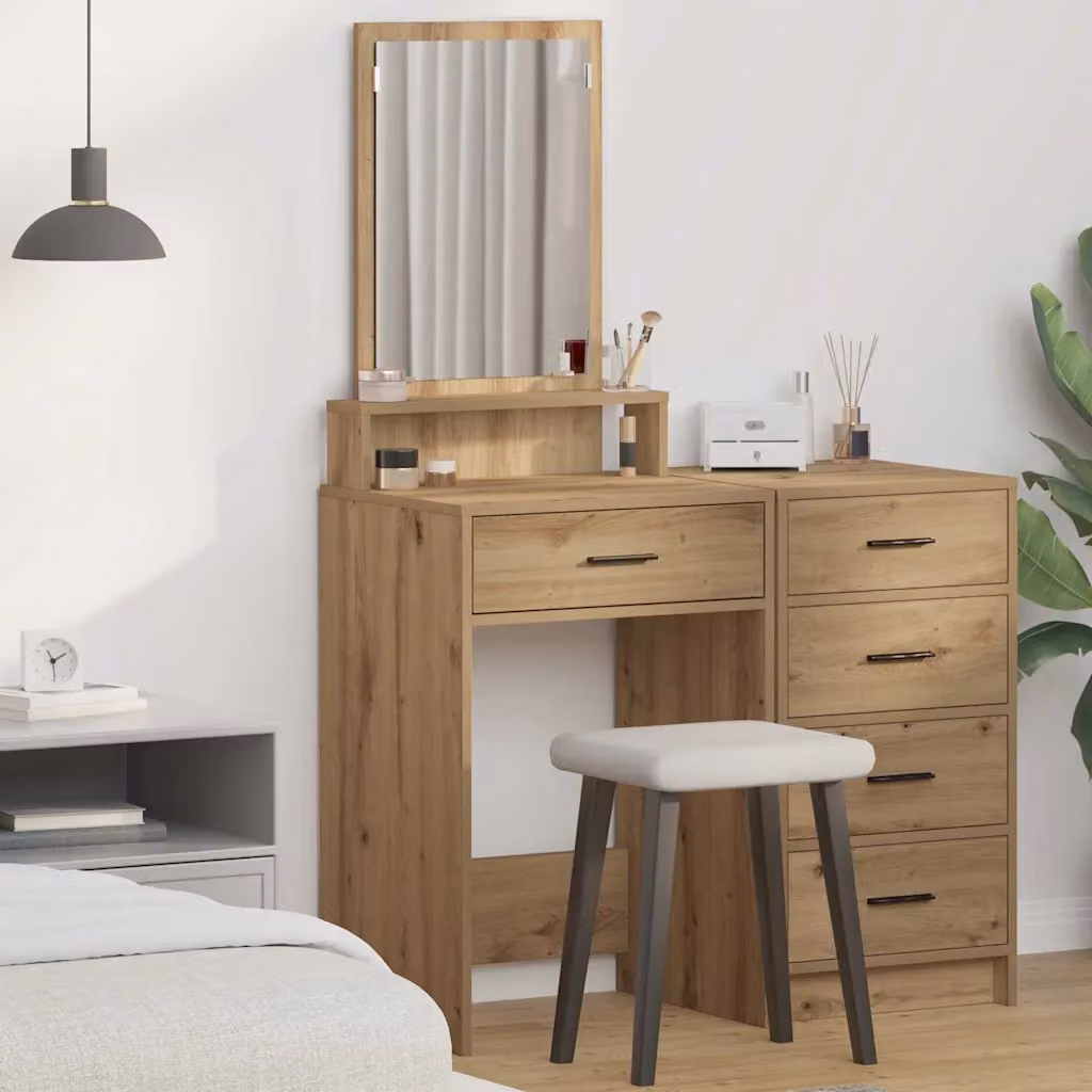 vidaXL Tavolo da Trucco Moderno in Rovere Marrone L/P/H: 50 x 41 x 140 cm