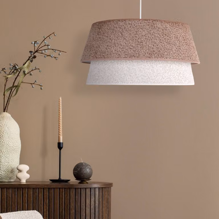 Lampada a sospensione Boucle Duolla, dimmerabile, Marrone / Ruggine, Soggiorno / Sala da pranzo, Tessuto / Stoffa / Seta, Lampada a sospensione