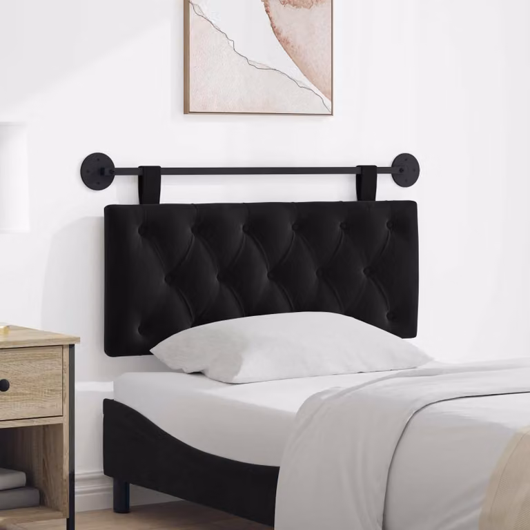 Testiera per letto sospesa vidaXL in velluto nero con illuminazione integrata
