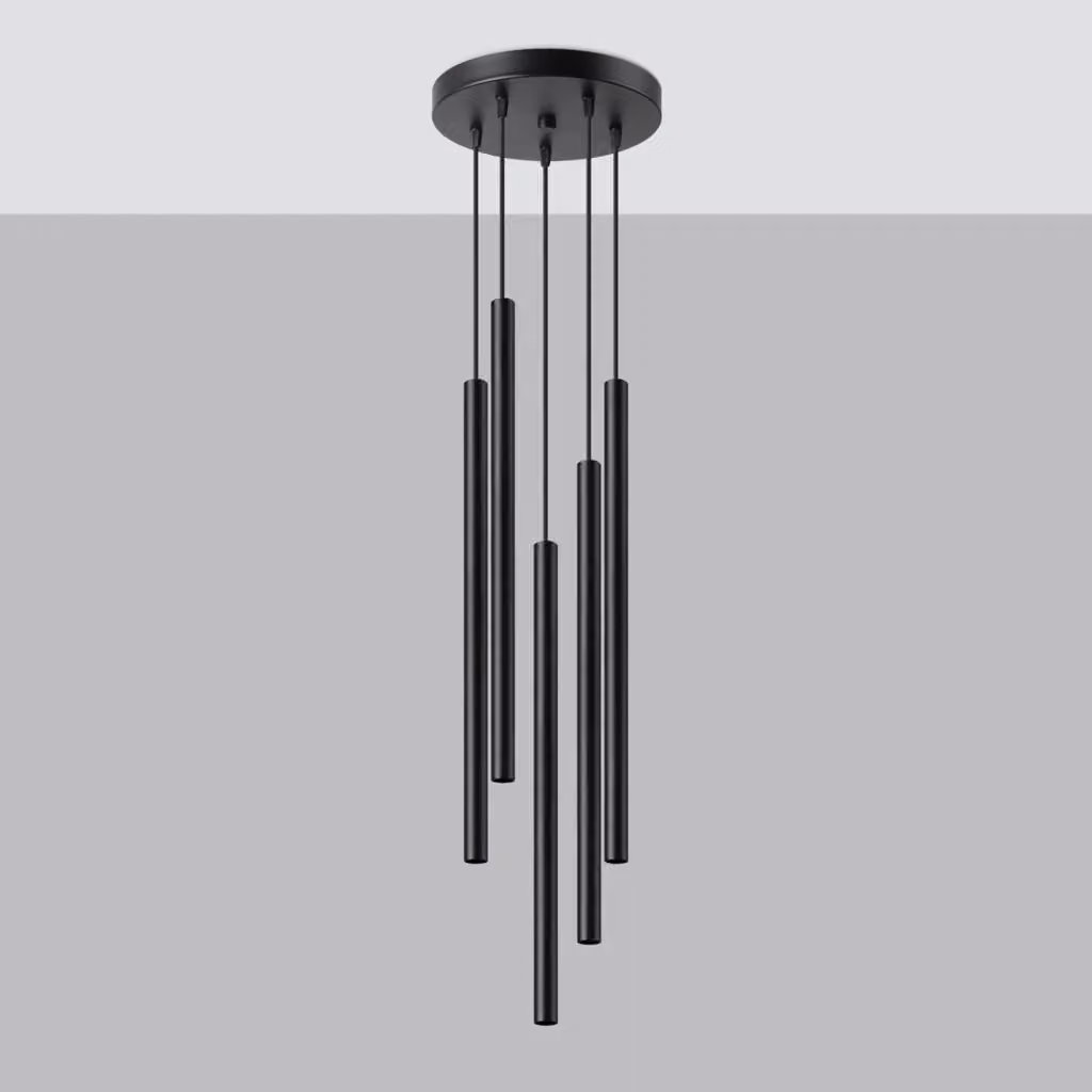 Lampada a sospensione moderna Pure Lume in metallo nero con 5 tubi G9 – 2