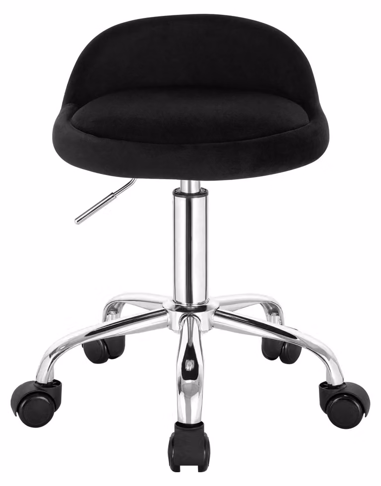Sedia da ufficio con rotelle - Sedia girevole - Regolabile in altezza - Girevole - Imbottita - Schienale basso - Rivestimento in velluto - Colore nero