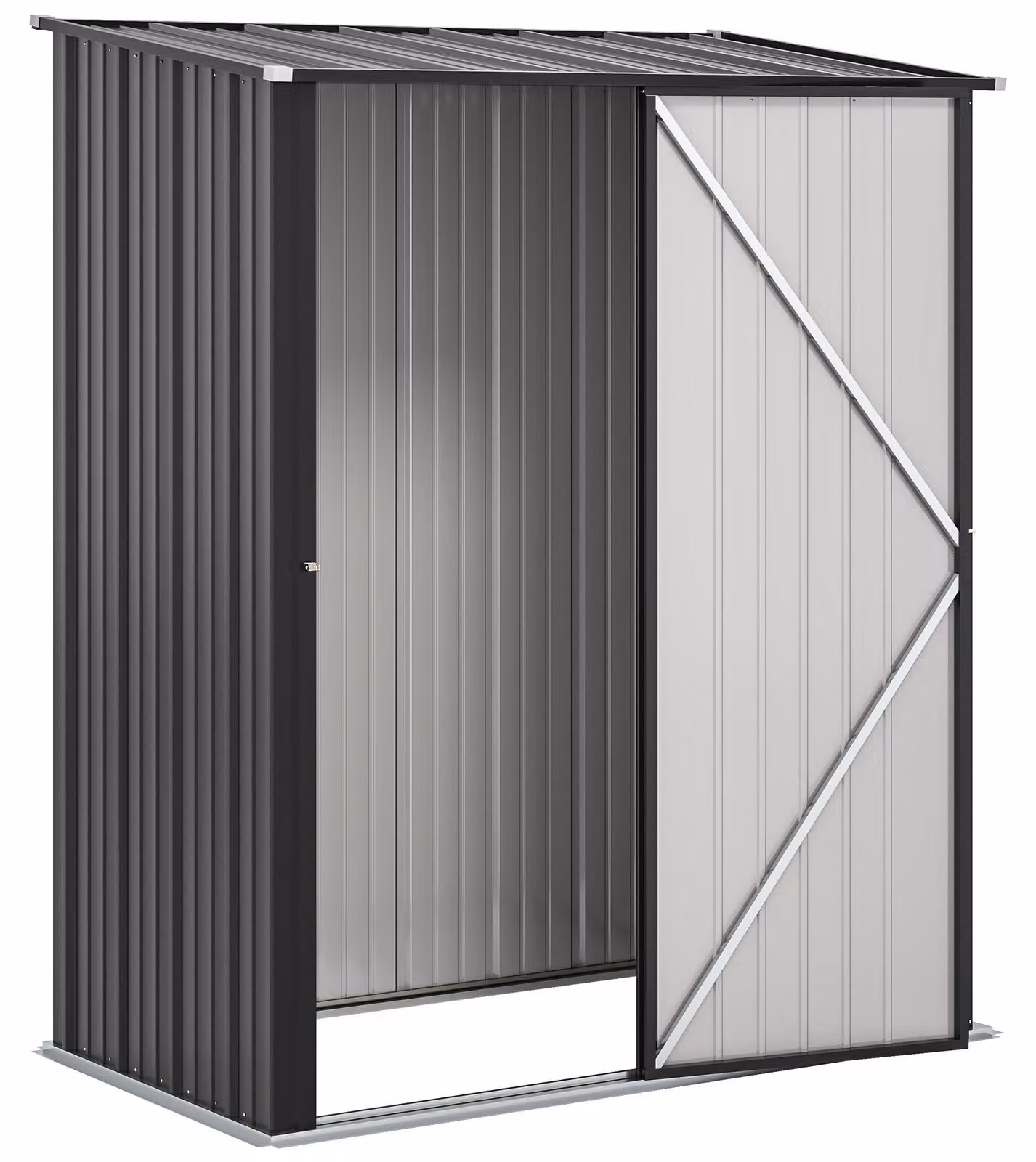 Casetta da giardino Outsunny con tetto a una falda, 1,34 m², casetta da giardino, ripostiglio per attrezzi, nera