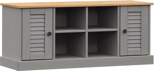 Panca Porta Scarpe Grigia VIGO 106x35x45 cm Legno Massello Pino