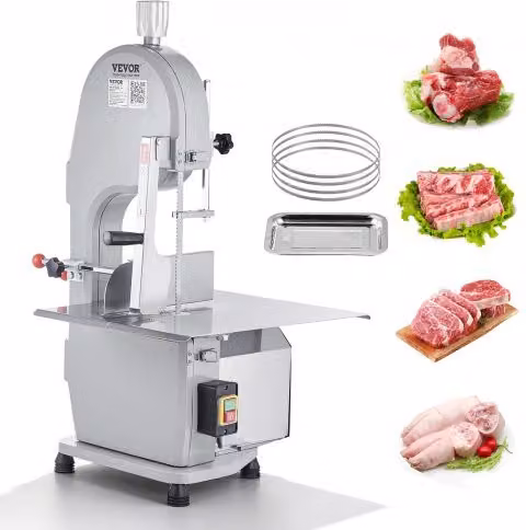 Segaossa Elettrica da Banco Vevor in Acciaio Inox e Alluminio, Colore Argento, 1500W, Spessore di Taglio 4-200mm, Altezza: 250mm