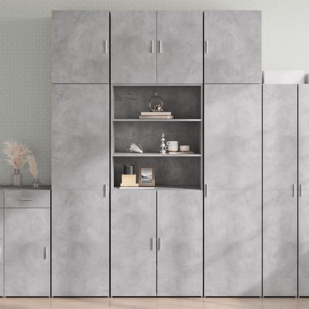 vidaXL Credenza Moderna Grigia in Legno e MDF con Ante a Battente e Ripiani, L: 80 cm, P: 42,5 cm, H: 249 cm