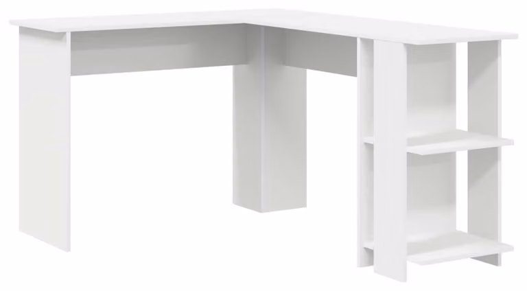 Scrivania ad angolo con lo scaffale Bianco 140 x 113,5 x 75 cm