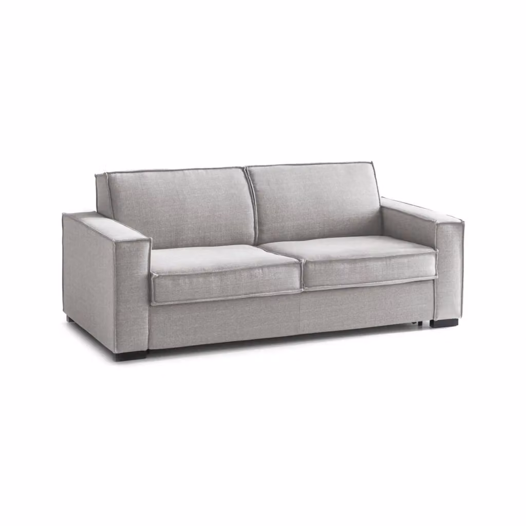 Divano Letto Alk Talamo Italia, Divano a 2 posti con apertura girevole e braccioli slim, Rivestimento in tessuto Grigio, L: 160 cm, P: 95 cm, H: 90 cm – 2