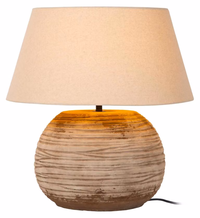 Lucide DENISE - Lampada da tavolo - Diametro 55 cm - 1xE27 - Marrone | Atmosfera