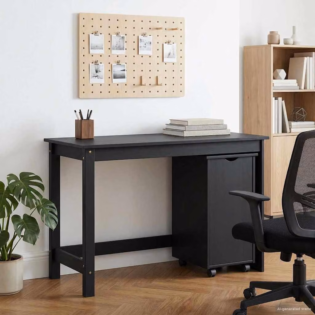 Maison Exclusive - Set di due scrivanie con cassetti, colore nero, legno di pino massello