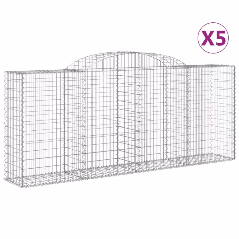 Cesti Gabbioni ad Arco 5 pz 300x50x120/140 cm Ferro Zincato