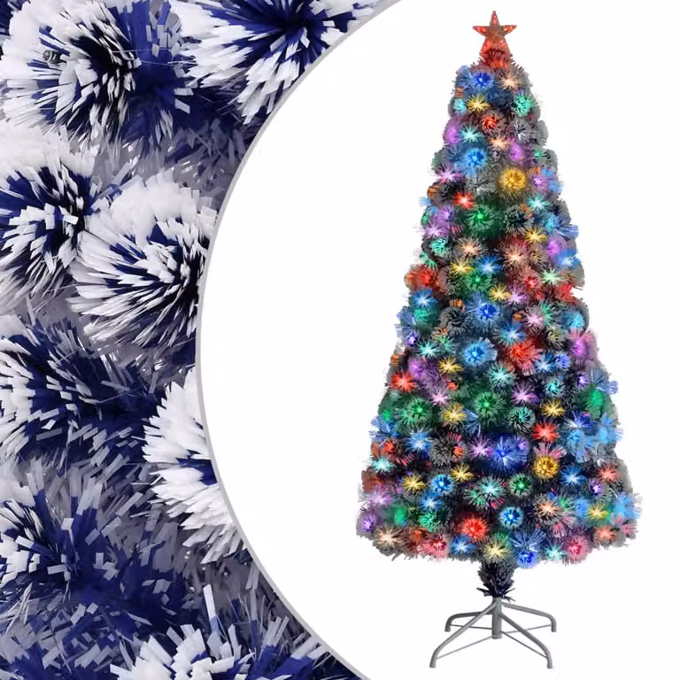 The Living Store Albero di Natale artificiale con LED bianco e blu 150 cm in fibra di vetro