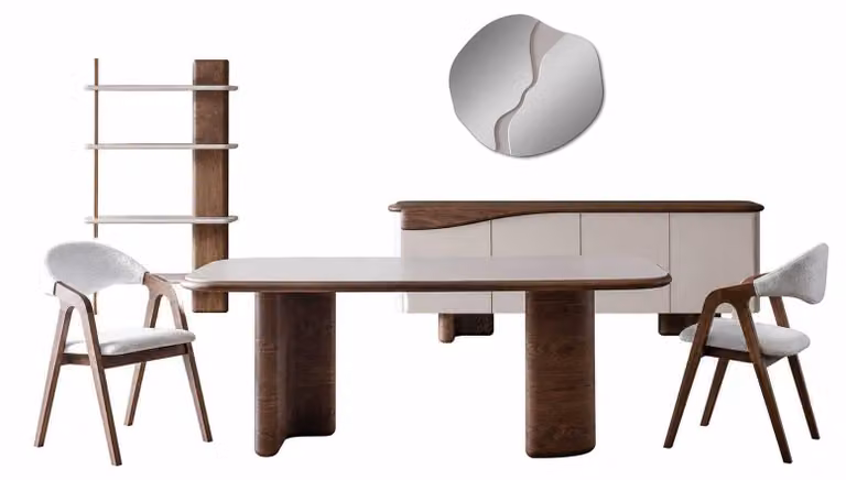 Tavolo da pranzo moderno con 2 sedie, mobile contenitore per la sala da pranzo, design elegante