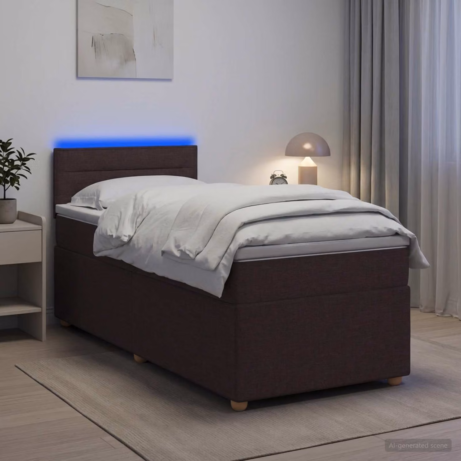 vidaXL Letto box spring con materasso Marrone Scuro 100 x 200 cm