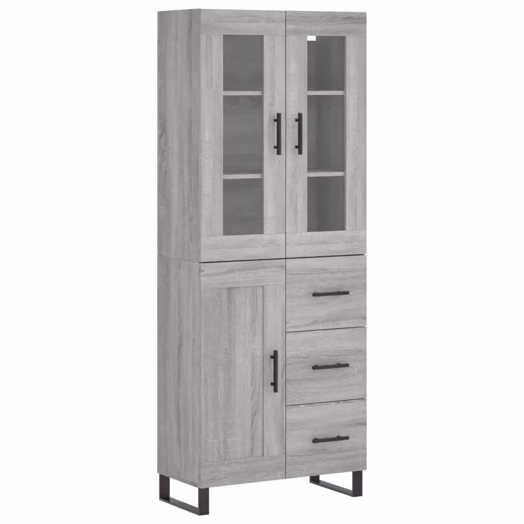 Credenza moderna vidaXL in legno multistrato e metallo, Grigio opaco, L: 69,5 cm, P: 34 cm, H: 180 cm – 2