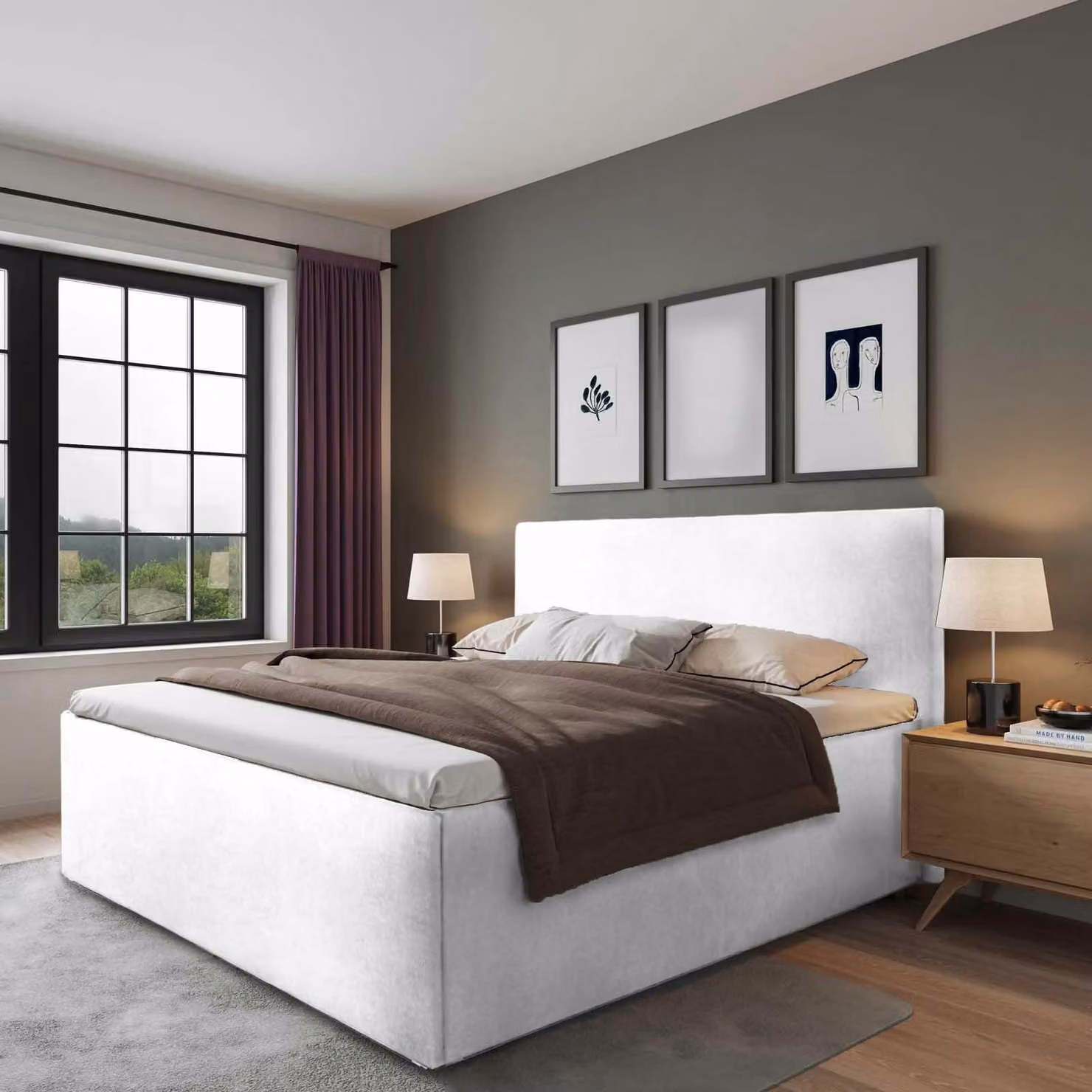 Letto imbottito Gent White 100 x 200 x 40 cm Box letto Con materasso H2 di alta qualità (fino a 100 kg) e rete a doghe