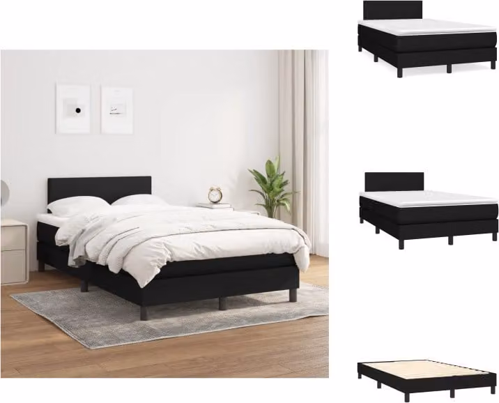 vidaXL Letto a molle con materasso nero 120x200 cm in tessuto - Letti e strutture letto