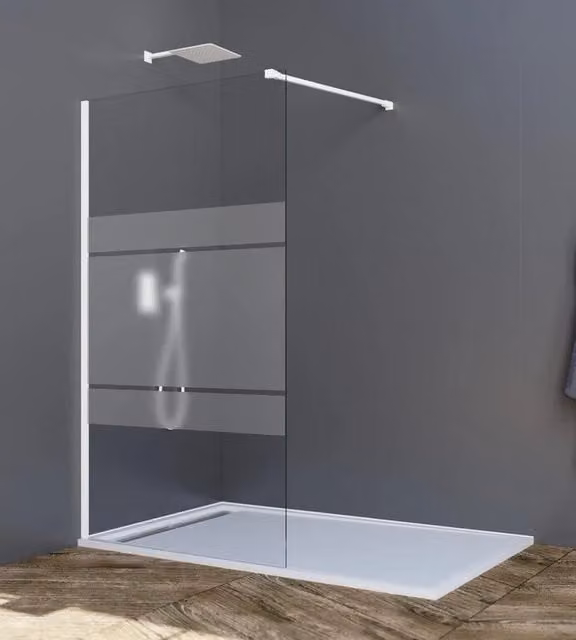 Parete doccia fissa Screen 8 mm 110 cm (106,5-108,0 cm) bianco, vetro satinato Frost