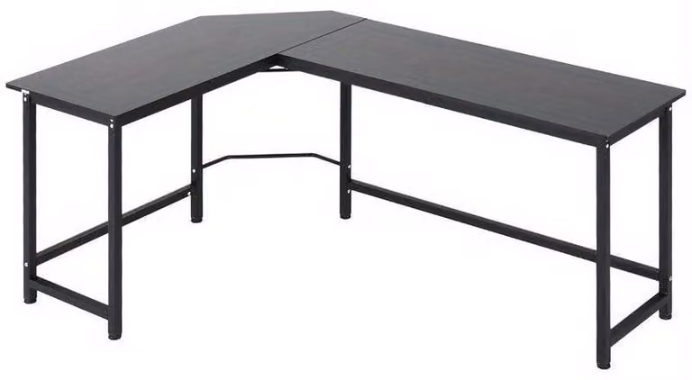 Scrivania angolare 168x120x75 cm – Scrivania per computer – Regolabile in altezza – Struttura in metallo nero – Postazione di lavoro ergonomica