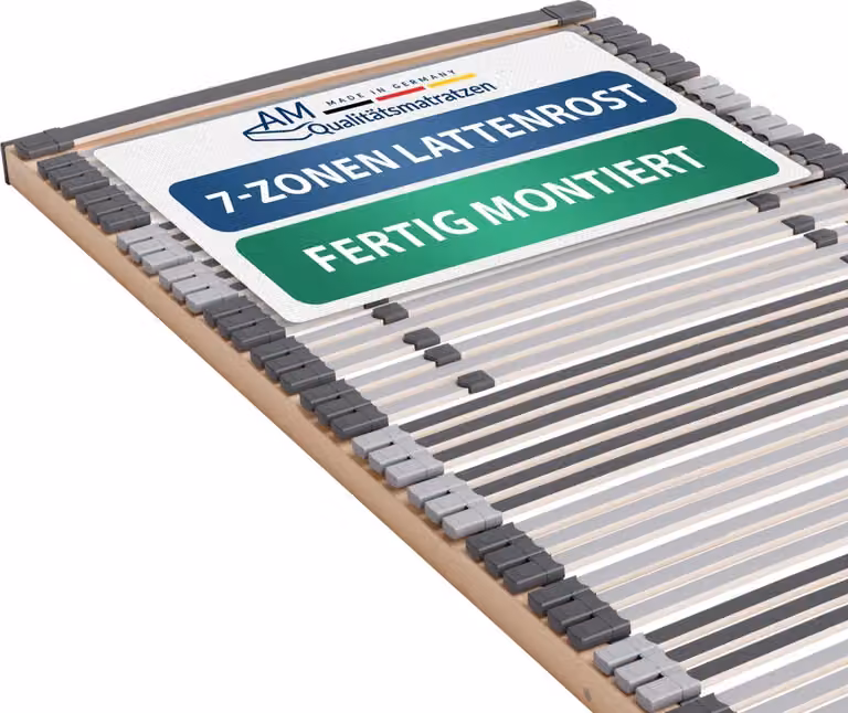 Materassi di qualità AM | Rete a doghe ergonomica a 7 zone | 90x200 cm | completamente assemblata | 44 doghe | rigida | rete a doghe | 90 x 200 cm