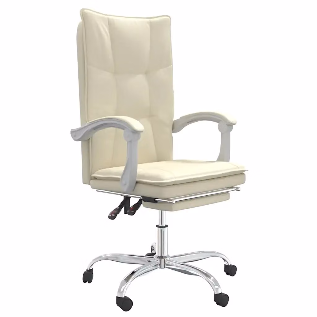 Poltrona da Ufficio Executive Reclinabile in Similpelle Beige con Poggiatesta e Ruote DESIGN IN – 2