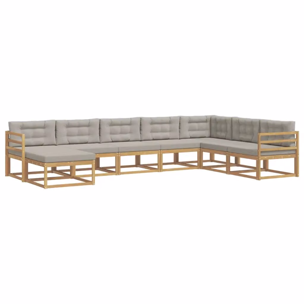 Set di divani da esterno a L vidaXL in legno di acacia con cuscini Bianco e Grigio – 2