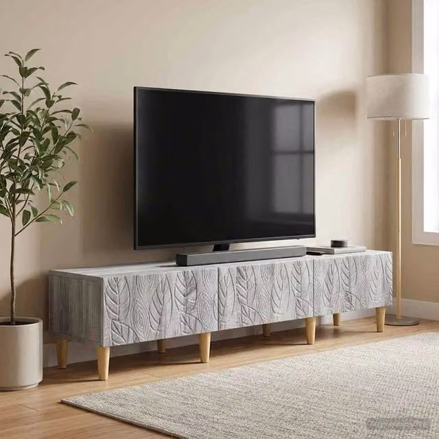 Mobile TV vidaXL in stile vintage grigio con finitura opaca, L/P/H: 147 x 34,5 x 30 cm