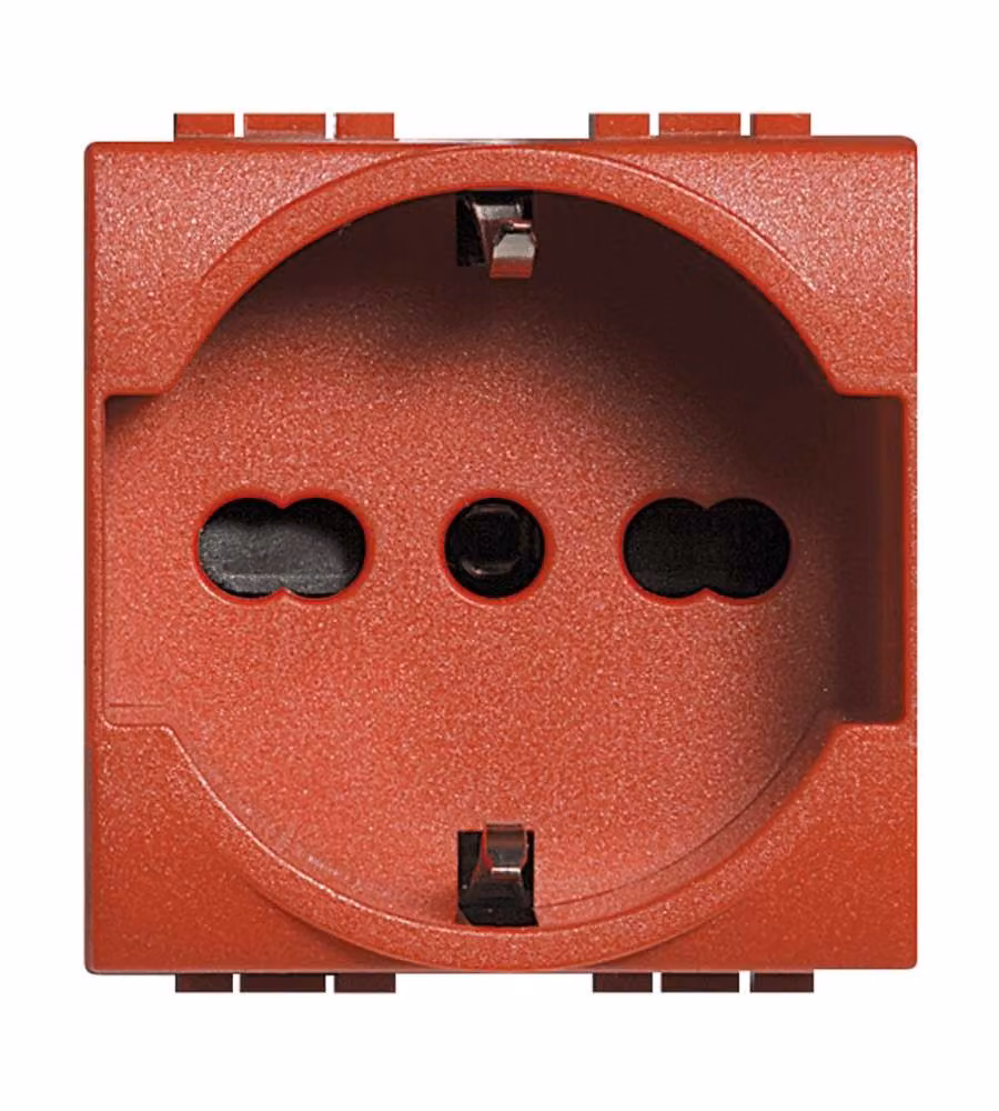 Presa di corrente Schuko bipasso Livinglight 2P+T 16A Rossa