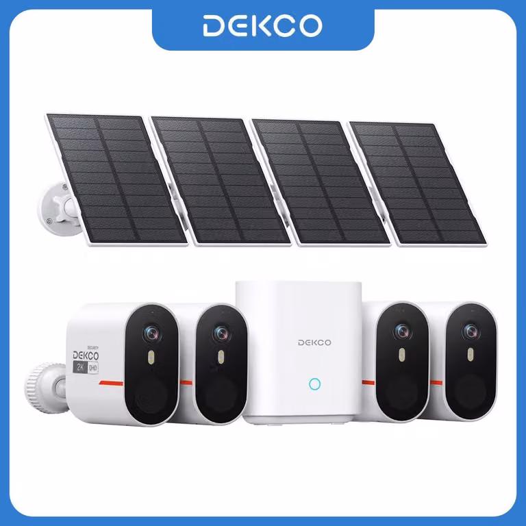 Telecamera di sicurezza wireless - 4 telecamere, 3 MP - Alimentazione a energia solare - Visione notturna a colori