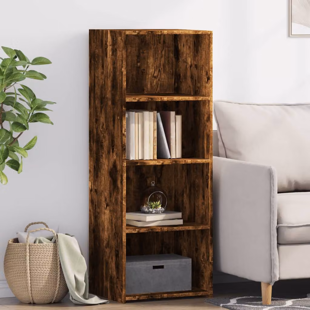 Credenza moderna vidaXL in legno multistrato color rovere fumo, L 45 cm x P 41 cm x H 124 cm