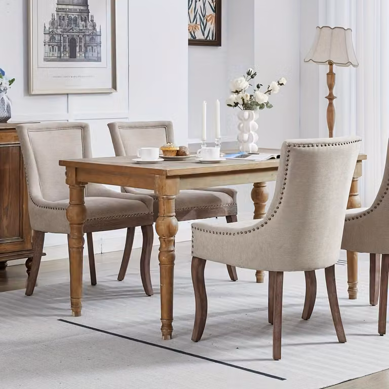Sedia da pranzo - Sedia - Sedia a conchiglia - Sedia con braccioli - Set da 2 - Beige - Gambe in metallo dorato