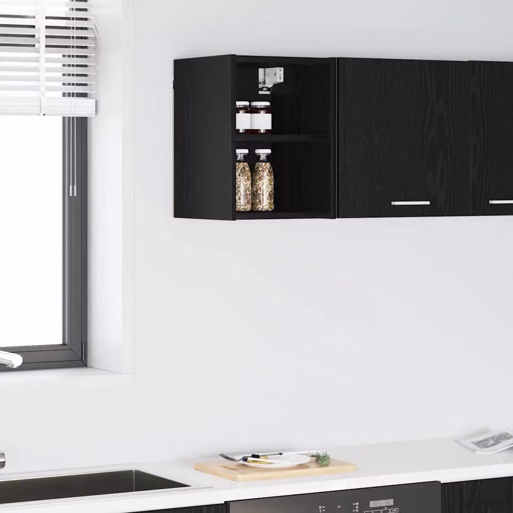 Armadio pensile da cucina moderno vidaXL in MDF nero con ante a battente L/P/H: 30 x 29,5 x 40 cm