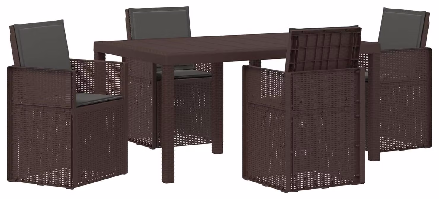 Set da Pranzo per Giardino 5 pcs Marrone e Antracite PP