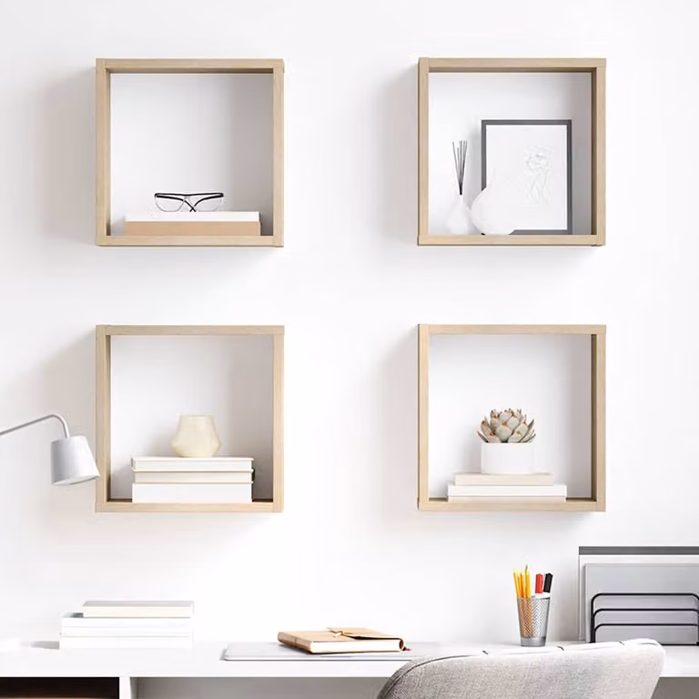 Set di 4 mensole a cubo vidaXL in legno Rovere, montaggio a parete, L 30 x P 15 x H 30 cm