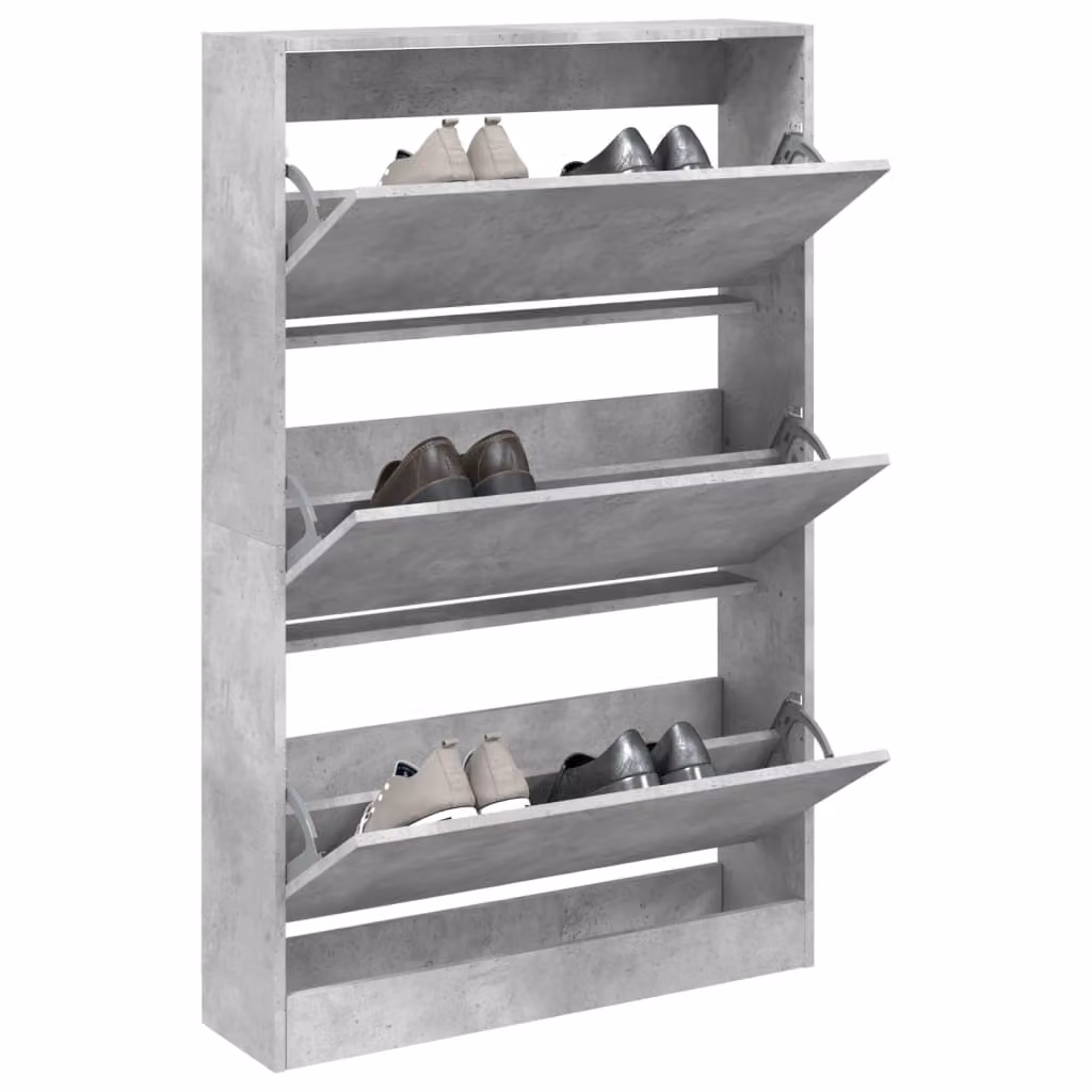 Scarpiera moderna da parete vidaXL in legno, Grigio, L: 80 cm, P: 21 cm, H: 125,5 cm