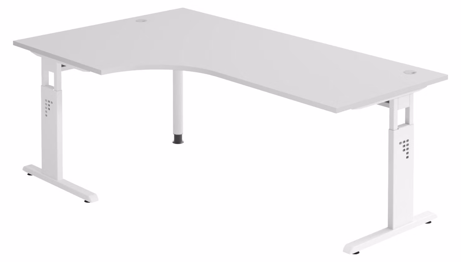 bümö Scrivania Serie-O - Decorazione: grigio, dimensioni: scrivania angolare 200 x 120 cm, struttura: bianco