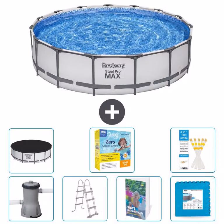 Bestway Steel Pro MAX, piscina in acciaio, forma rotonda - 457x122 cm - composta da 6 parti, modello S566