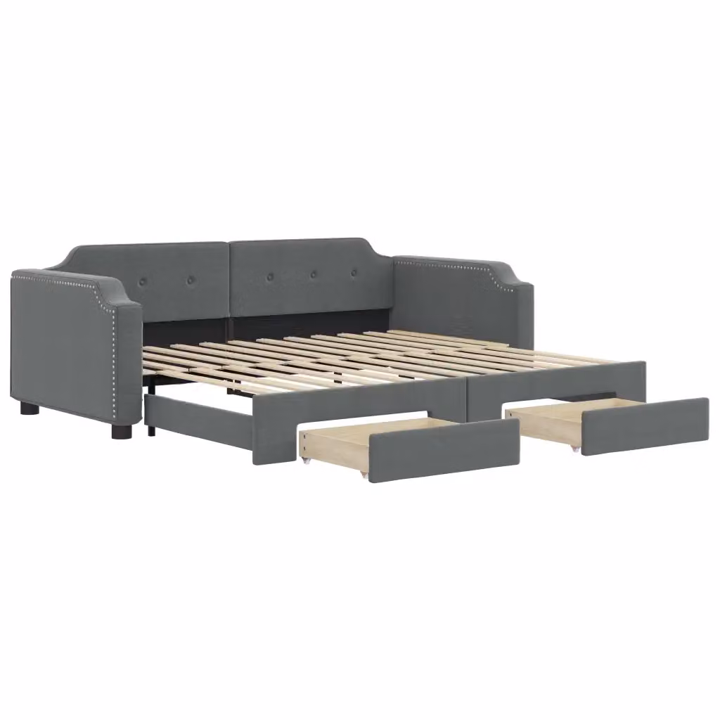 Divano Letto Estraibile con Cassetti vidaXL Grigio Moderno L/P/H: 223 x 110 x 66,5 cm – 2