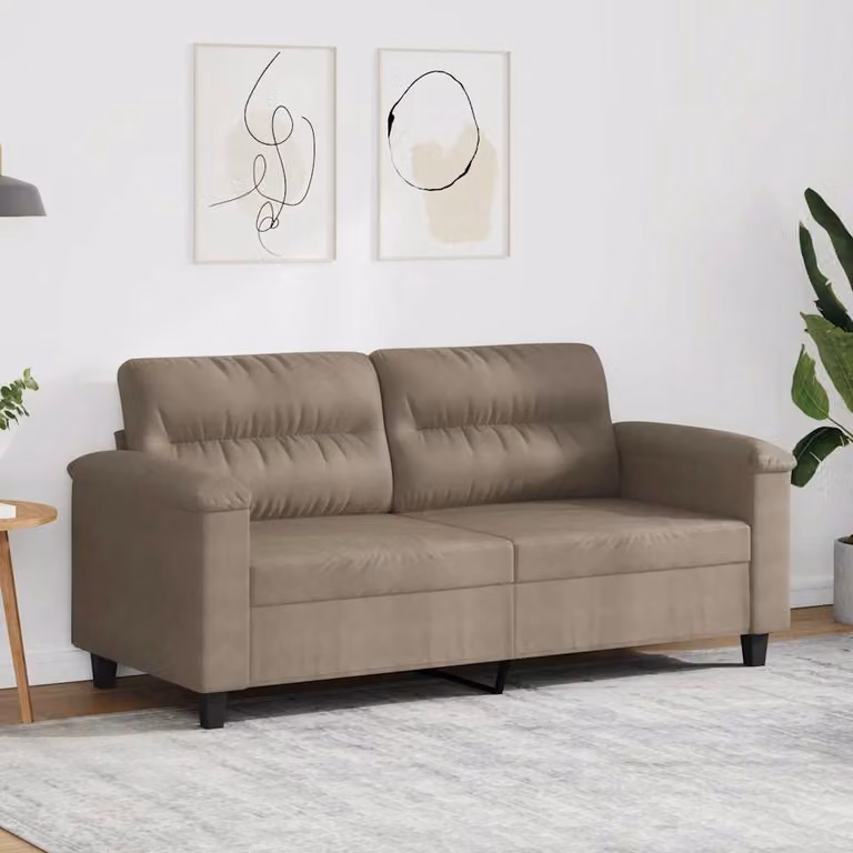 Divano a 2 posti moderno vidaXL in microfibra beige e grigio con struttura in metallo per il tuo soggiorno