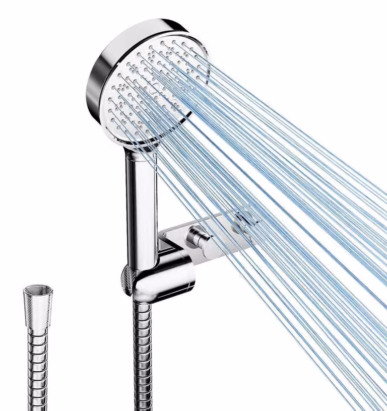 Doccia con flessibile e supporto, filtro a 20 strati, 6 tipi di getto, alta pressione, adatta per acqua dura