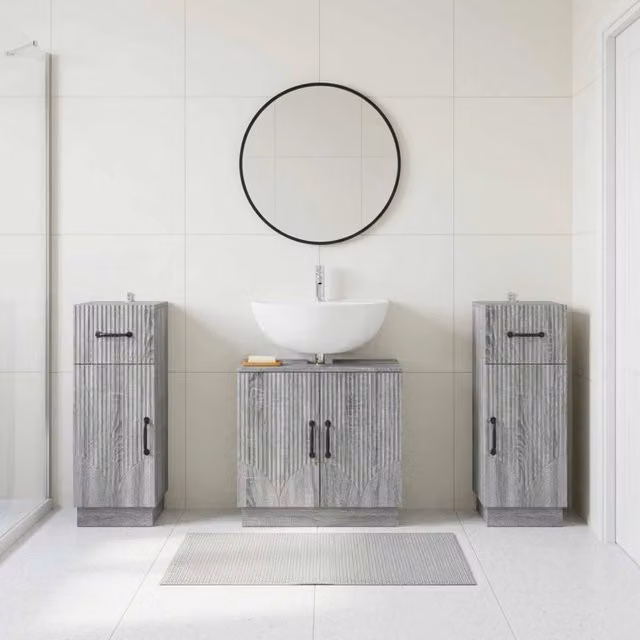 Set di armadietti da bagno in 3 pezzi HOORN Sonoma grigio 3418041