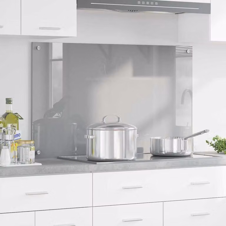 Schienale da cucina vidaXL in vetro temperato Grigio chiaro L: 100 cm, H: 60 cm
