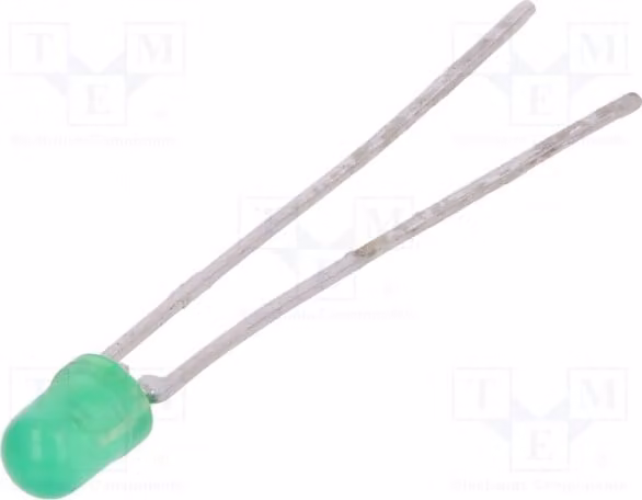 2 LED, 3 mm, 30°, TLHG4400-AS12Z, diodi LED a montaggio traversa, 3 mm, verdi, 16÷32 mcd