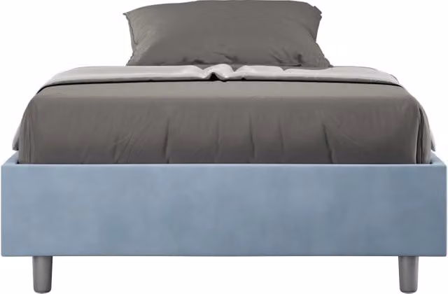BS COM Letto singolo contenitore imbottito 100x190 microfibra azzurro