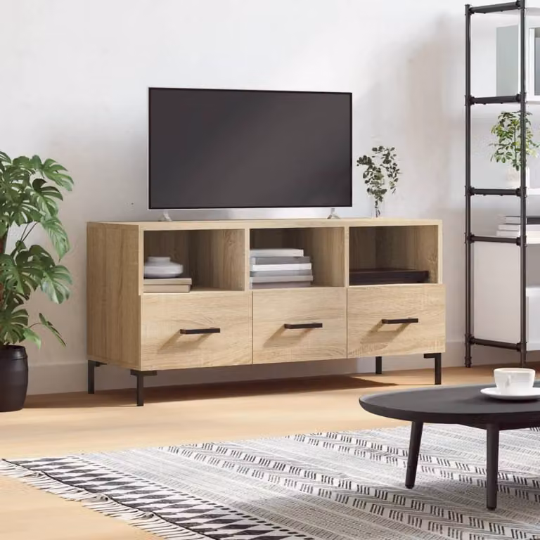 vidaXL Mobile Porta TV Moderno in Legno Rovere Sonoma, L: 102 cm, P: 36 cm, H: 50 cm