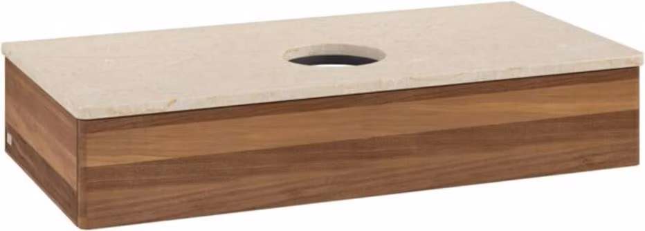 Mobiletto V&B senza struttura frontale, con illuminazione Antao 100x19x50cm, WBP colore botti., l. noce